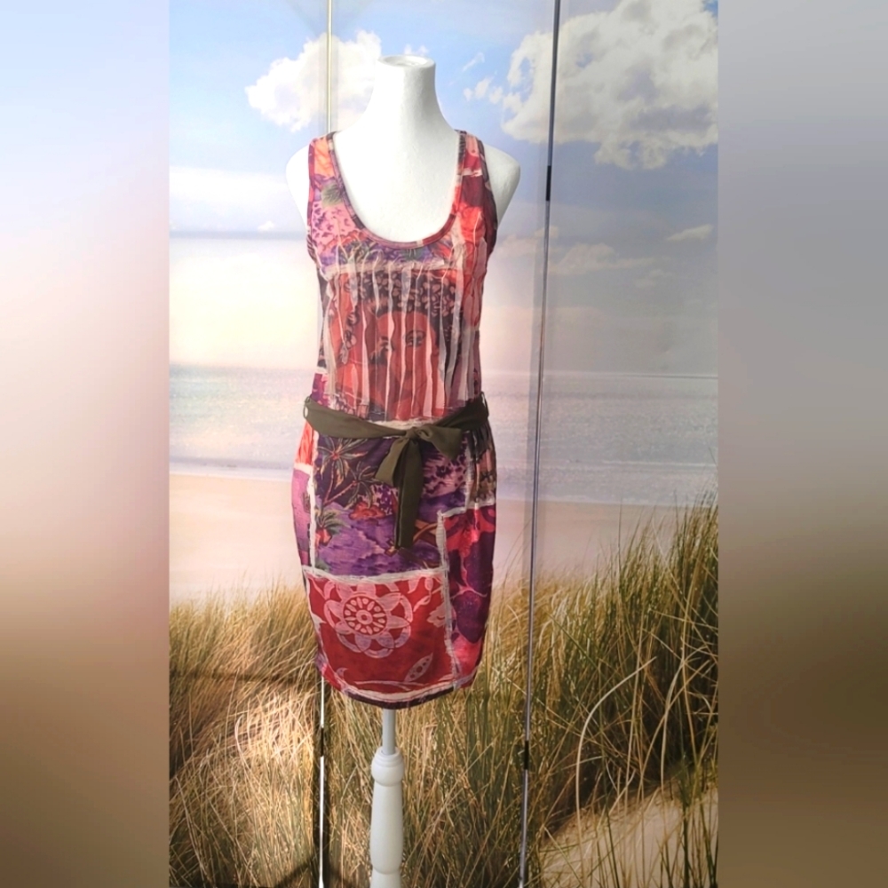 Desigual Tank Colorful Waist Tie Dress